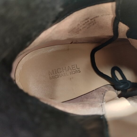 Michael Kors Kim Leather Ankle Lace Up Black High Heel Booties Women US 7M - Picture 10 of 13